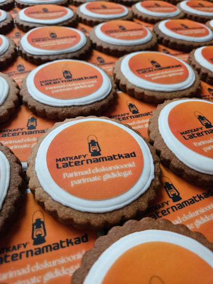 6,5 cm Suhkruküpsis/piparkook logoga | Logoga meened, firmakingitused ja reklaamtooted